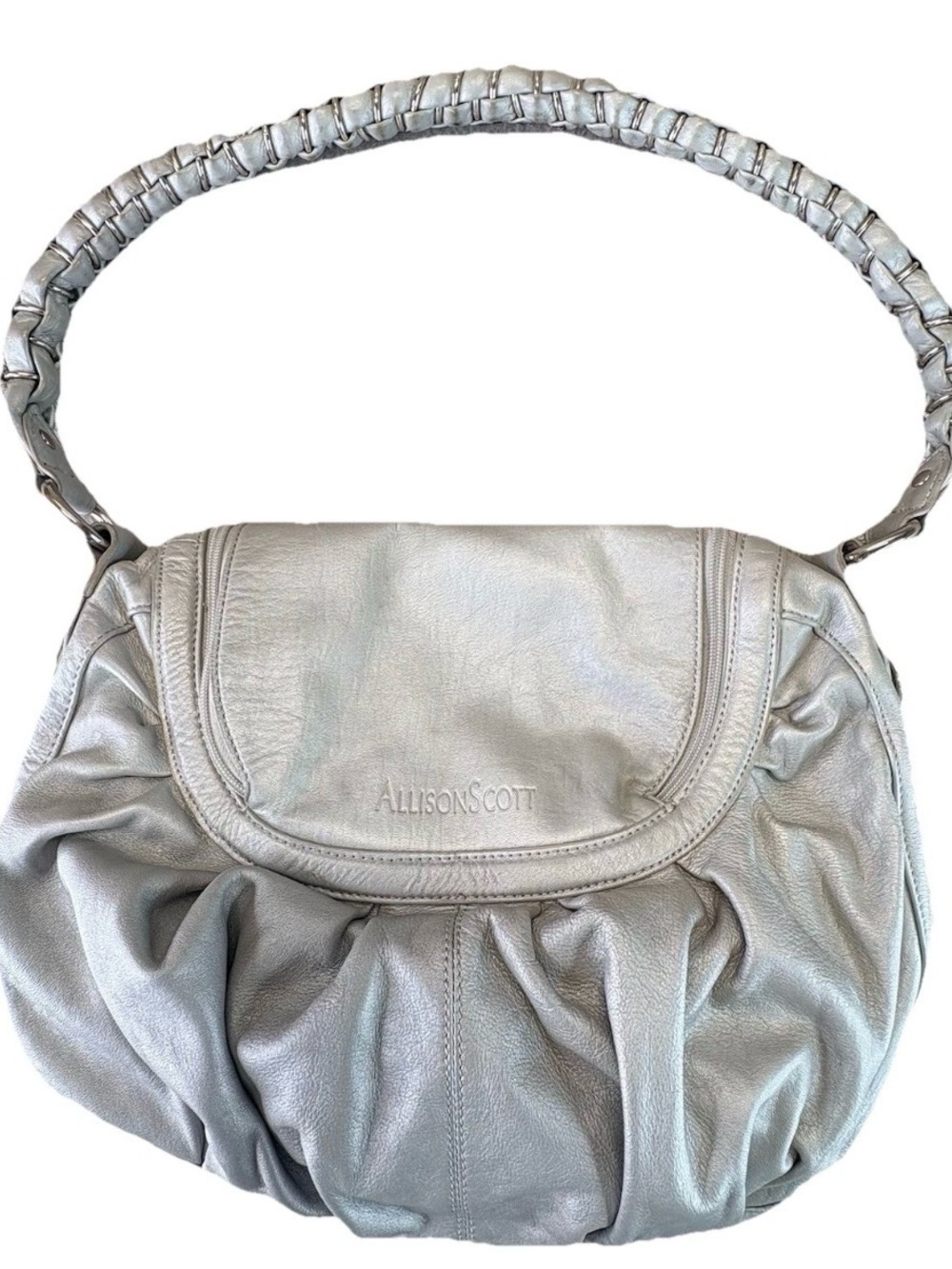 Allison Scott Y2K Silver Shoulder Bag - Genuine Leather Slouchy